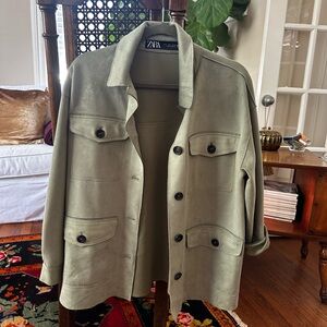 Zara Women's Olive Green Shirt Jacket